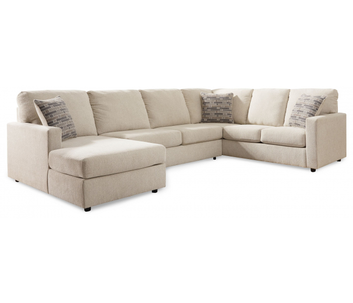 Edenfield Left Arm Facing Corner Chaise 3 Pc Sectional Linen, 136"