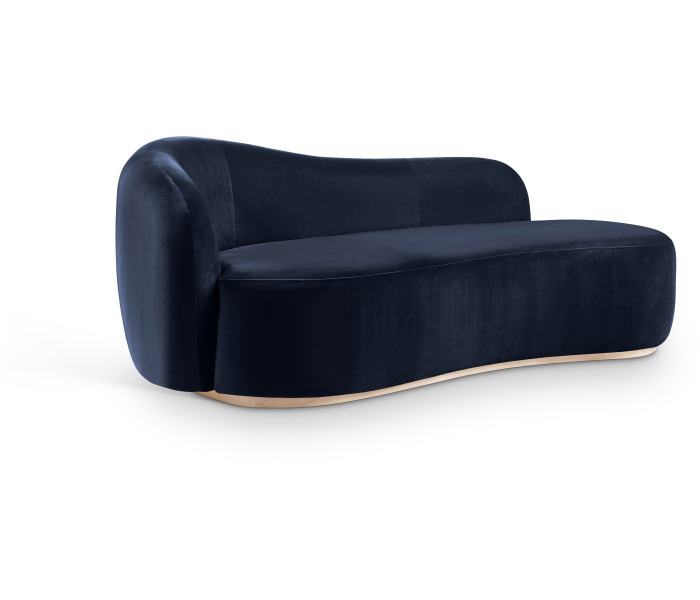 Gustavo - Velvet Upholstered Chaise - Navy - Blue