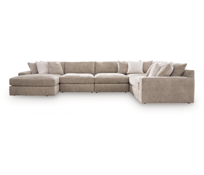 Nexora-Court 5-Piece Sectional With LAF Corner Chaise Burlap, 151"