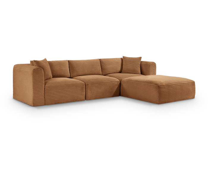 Shaggy - 4 Piece Modular Sectional - Saddle, 109"