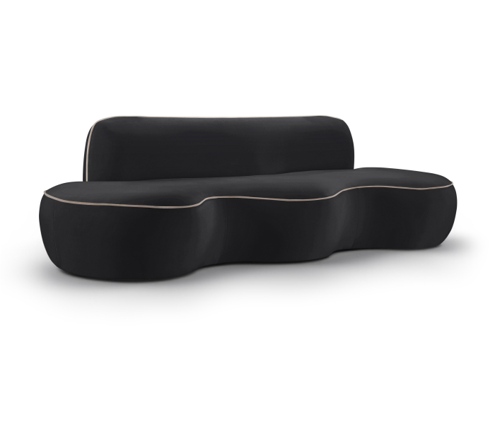 Swerve - Velvet 101" Upholstered Sofa - Black, 101"