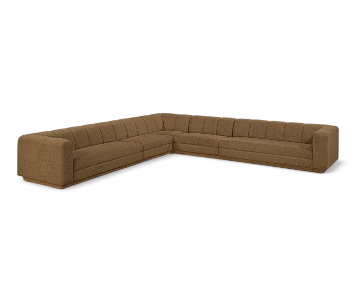 Modari - Fabric Upholstered 5 Piece Modular Sectional - Brown - Dark Brown, 154.25"