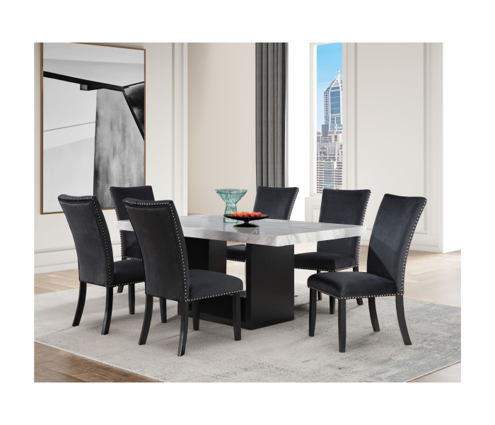 D02 - 7 Piece Dining Room Set (Dining Table And 6 Dinning Chairs) - Black