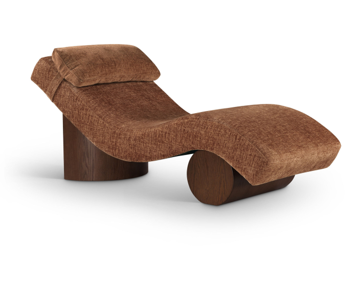 Marcella - Fabric Upholstered Chaise Lounge - Cognac - Dark Brown