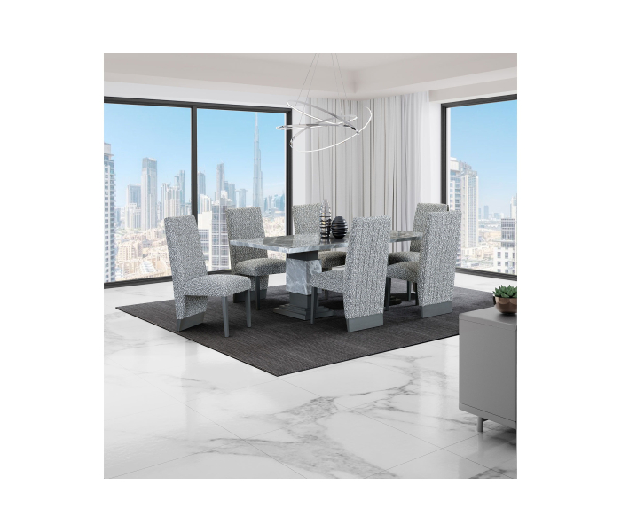 D1212 - 7 Piece Dining Room Set (Dining Table And 6 Dining Chairs) - Grey / - Gray