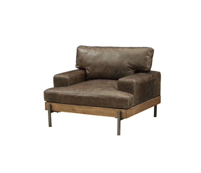 Silchester - Chair - Oak & Distress Chocolate Top Grain Leather
