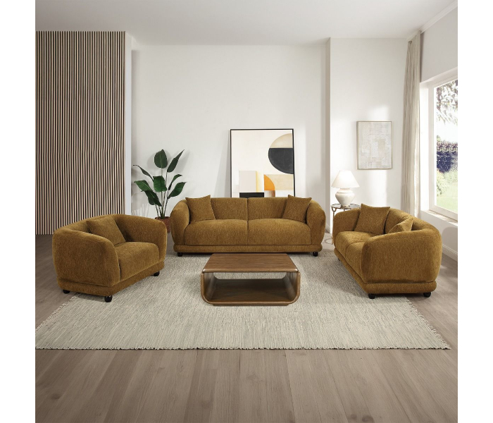 Lennox - Sofa With 2 Pillows - Brown Chenille - Light Brown, 90"