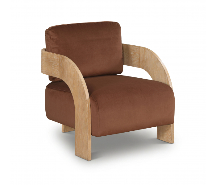 Cedra - Velvet Performance Fabric Upholstered Accent Chair - Cognac - Dark Brown