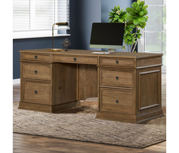 Reynolda - Jr Executive Desk Top - Camel - Dark Brown