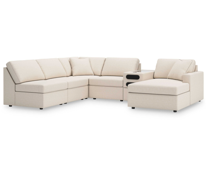 Cozymax - Oyster - 6-Piece Sectional With Raf Corner Chaise And Audio Console, 140"
