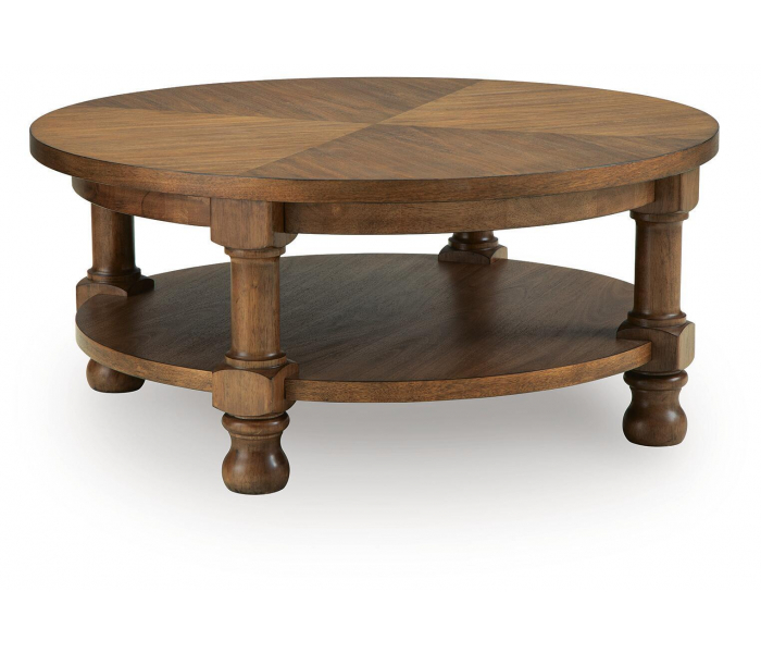 Chadworth Round Cocktail Table Medium Brown, 41.75"