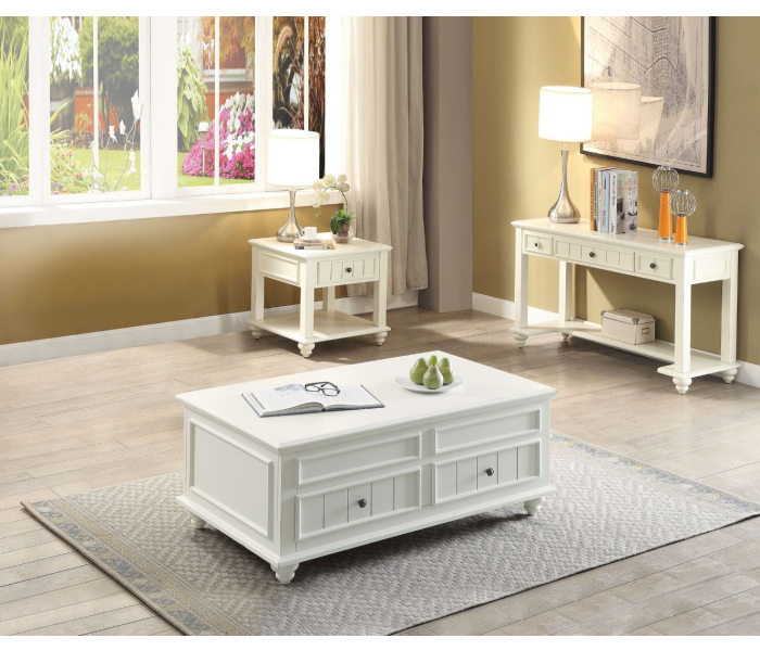 Natesa - Coffee Table - White Washed, 48"