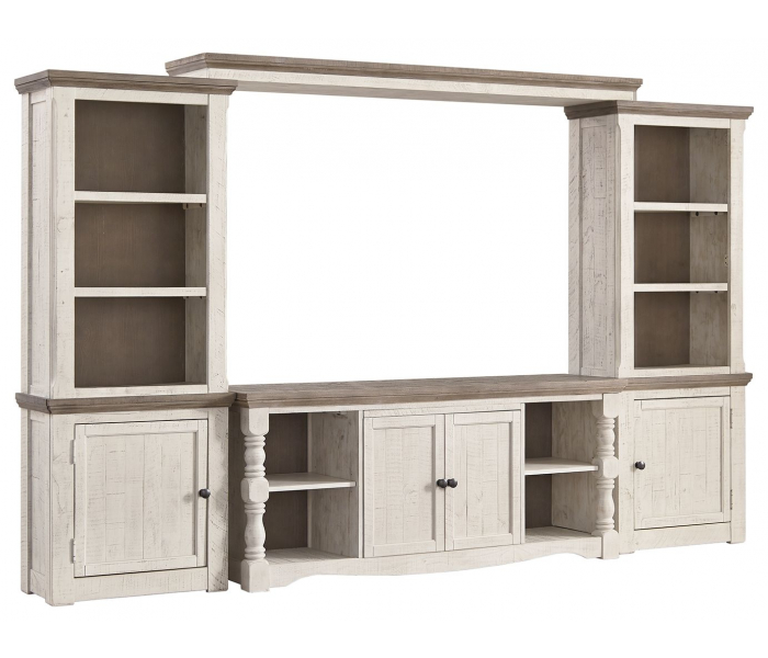 Havalance 4 Pc. Entertainment Center 67" TV Stand Brown / Beige