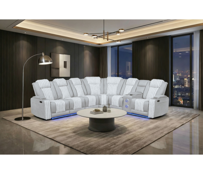 U8000 - P2 Sectional With LED - Light - Gray, 114.5"