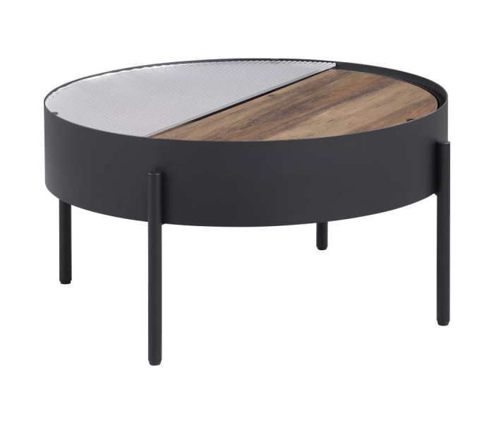 Ozella - Round Coffee Table With Hidden Storage Sandy, 33.5"