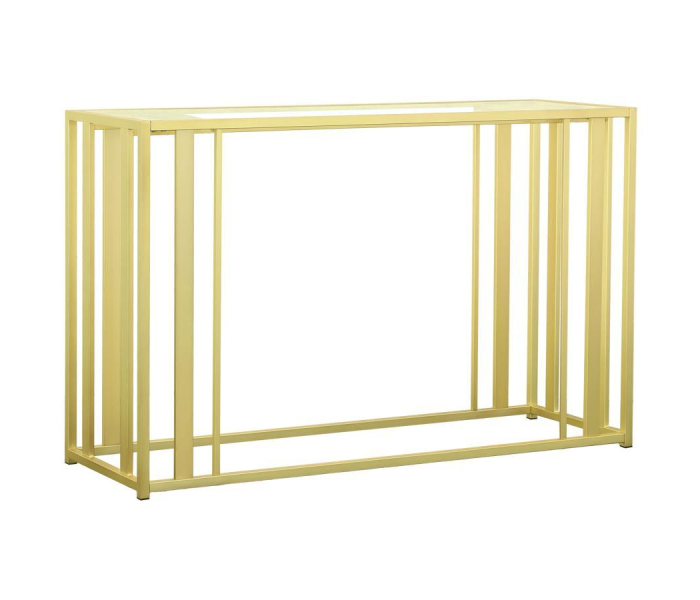 Adri - Glass Top Entryway Sofa Console Table - Matte Brass - Gold, 47.25"