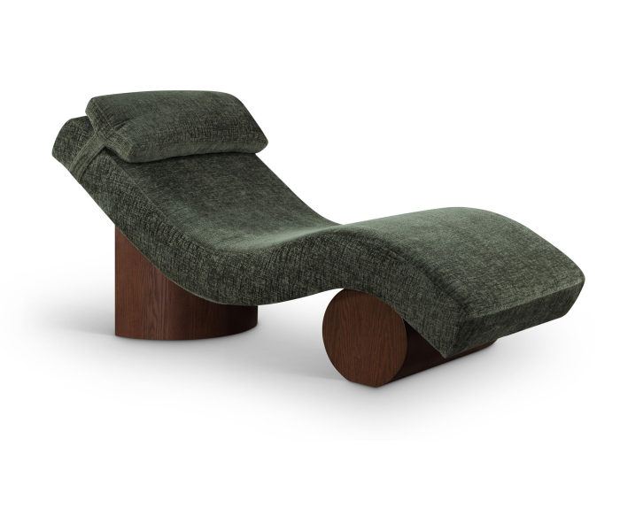 Marcella - Fabric Upholstered Chaise Lounge - Dark Green