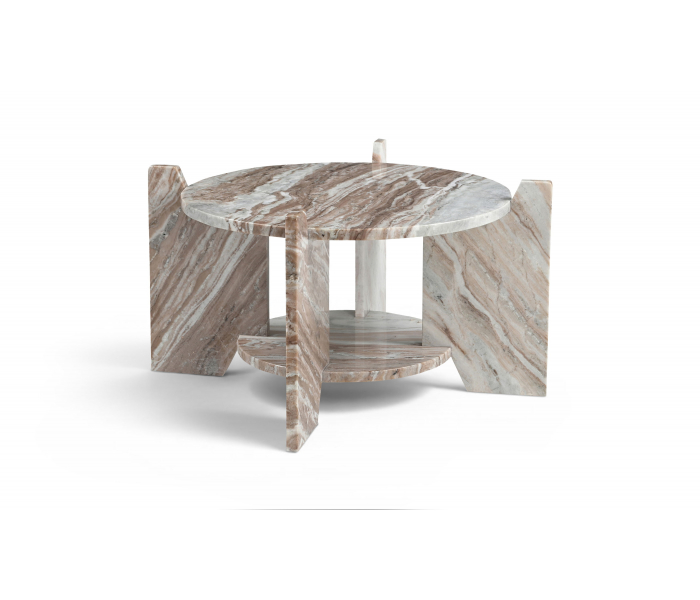 Soriano - Genuine Marble Coffee Table - Brown / - Light Brown, 30"