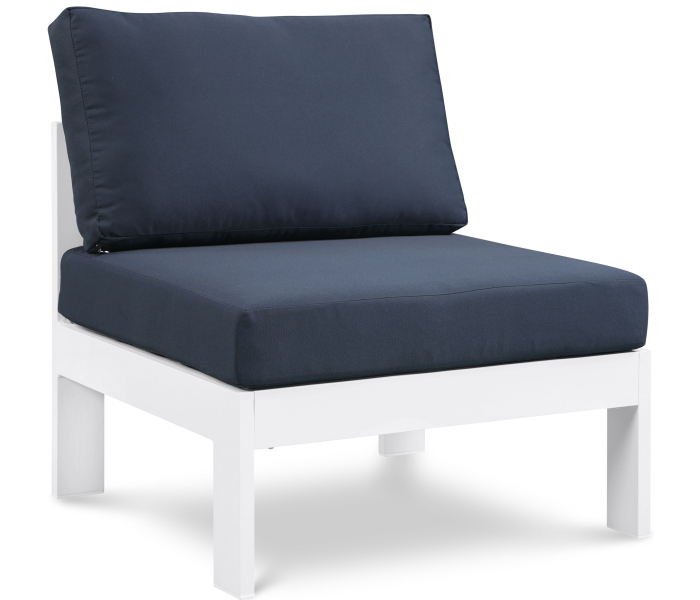 Nizuc - Outdoor Patio Armless Chair With White Frame - Navy, 30"