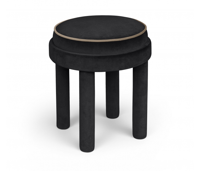 Velin - Velvet Ottoman / Stool - Black