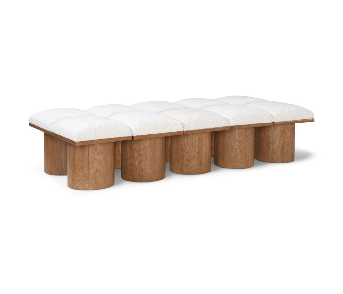Pavilion - 77.5" 10 Piece Modular Bench With Brown Base - Cream
