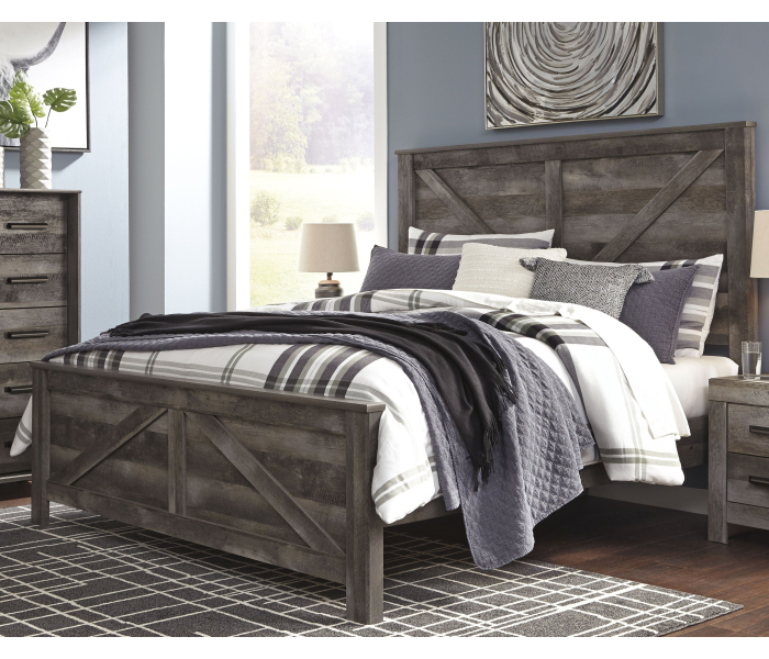 Wynnlow - Gray - King Crossbuck Panel Bed