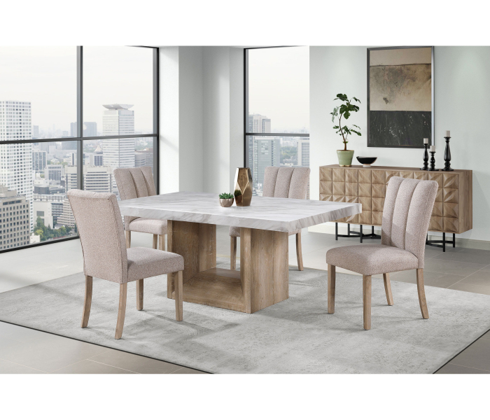 D02 - 9 Piece Dining Room Set (Dining Table And 8 Dining Chairs) - Beige / Natural - Beige