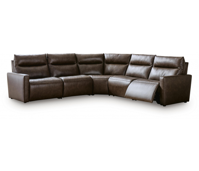 ModZ 5-Piece Power Reclining Sectional With 2 Armless Chairs Chocolate, 119"