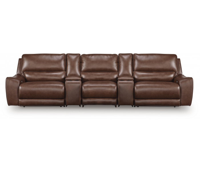 DeepWakes 5-Piece Power Reclining Sectional With Power Armless Recliner And 2 Storage Consoles Canyon, 156"