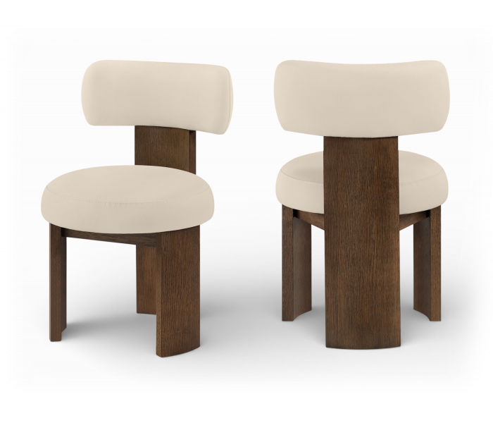 Atelier - Vegan Leather Upholstered Dining Chair (Set of 2) - Beige / Painted Brown