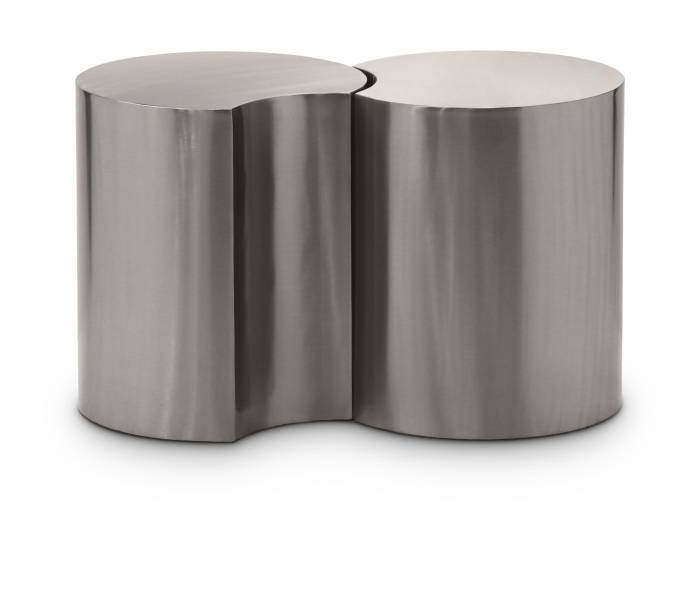 Dimple - 20" 2 Piece Modular End Table - Silver, 33.5"