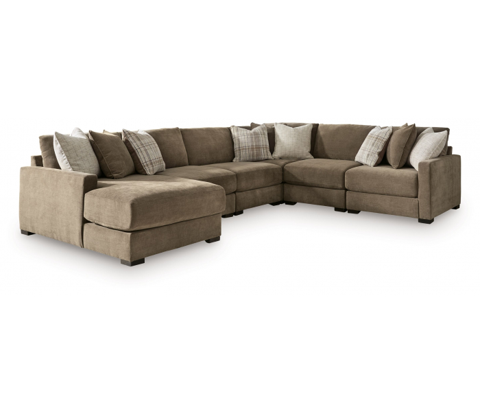 Camellia-Court 6-Piece Sectional With LAF Corner Chaise Coffee, 146"