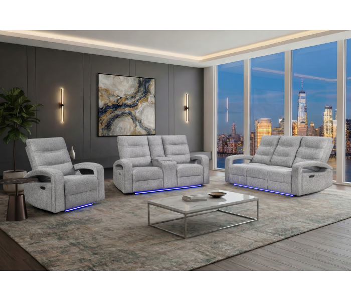 U6611 - 15 Power Reclining Sofa / Power Console Reclining Loveseat / Power Recliner - Gray
