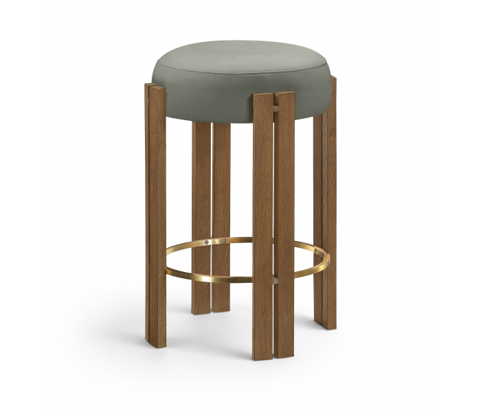 Harrison - Vegan Leather Counter Stool - Olive / Natural - Dark Green
