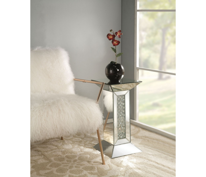 Nysa - Pedestal Stand - Mirrored & Faux Crystals - 24", 12"