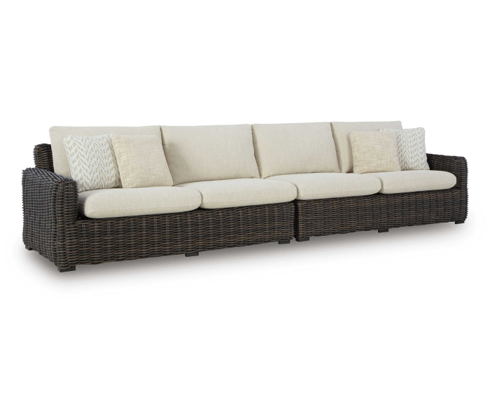 Kimora - Beige / Dark Brown - Raf/Laf Loveseat With Cushion (Set of 2), 70.75"