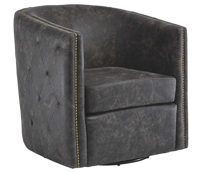 Brentlow - Distressed Black - Swivel Accent Chair