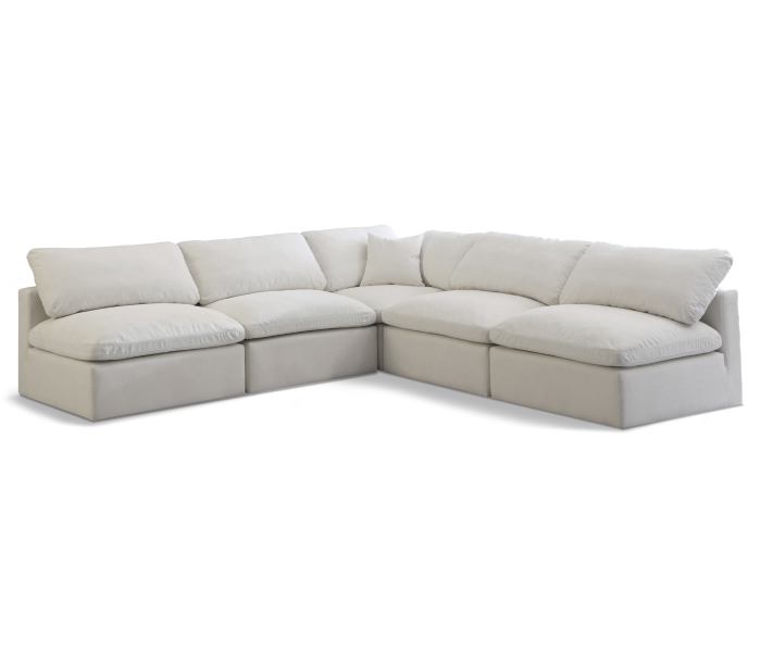 Plush - 5 Piece Modular Corner Armless Sectional - Cream, 105"