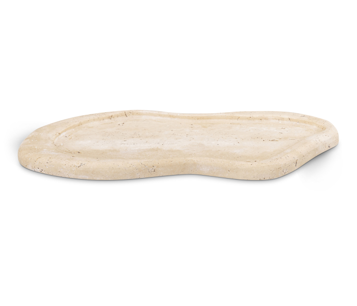 Arezzo - Travertine Tray - Natural - Beige, 16"