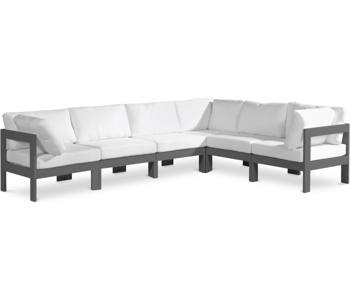 Nizuc - Outdoor Patio 6 Piece Modular Sectional With Gray Frame, 120"