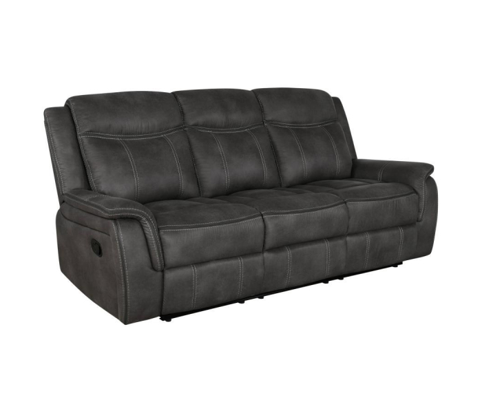 Lawrence - Upholstered Padded Arm Reclining Sofa - Charcoal, 84.75"