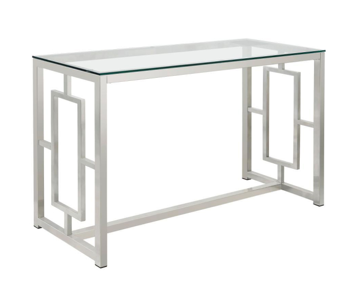 Merced - Glass Top Metal Entryway Sofa Console Table - Nickel, 47.25"
