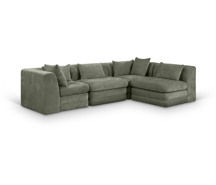 Stellar - 4 Piece 114" Upholstered Modular Sectional - Green, 114"