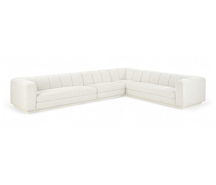 Modari - Fabric Upholstered 4 Piece Modular Sectional - Cream - White, 114.25"
