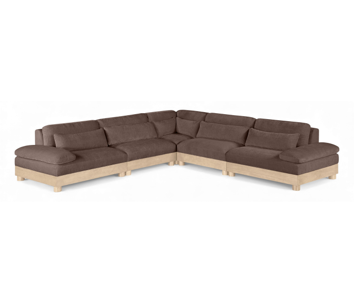Turin - Chenille Fabric Upholstered 5 Piece Symmetrical Modular Sectional - Brown / Painted Natural - Dark Brown, 127.75"