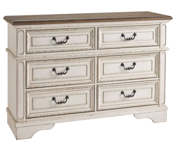 Realyn - White / Brown / Beige - Dresser - 6-drawer, 54.13" Wide