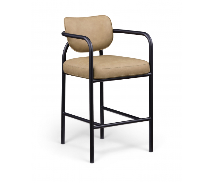 Serava - Vegan Leather Upholstered Bar Stool - Tan - Light Brown