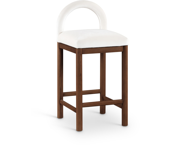 Conrad - Velvet Counter Stool With Brown Legs