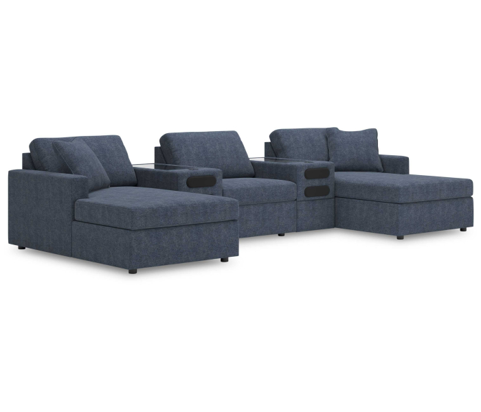 Cozymax - Ink - 5-Piece Double Chaise Sectional With Audio System Consoles, 144"