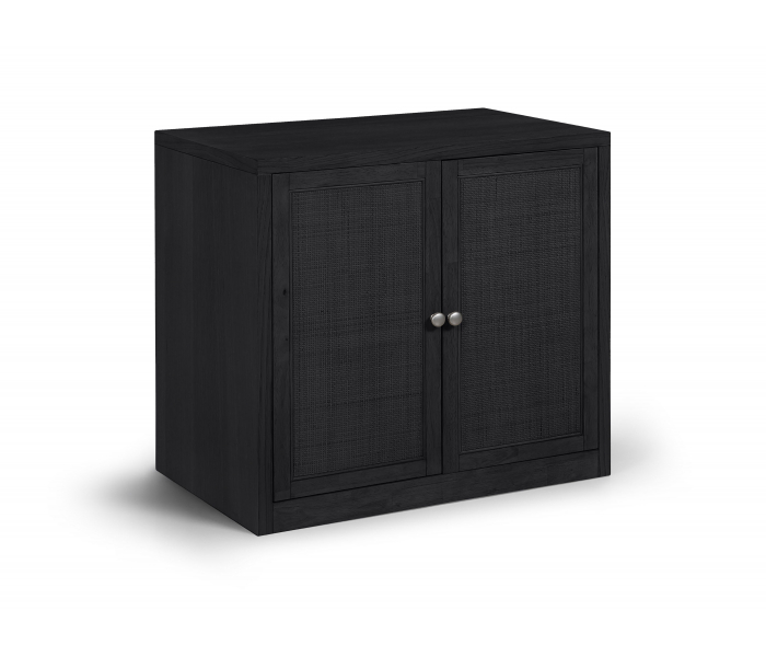 Vero - Solid Wood, Oak Veneer And Stainless Steel Sideboard/Buffet - Black